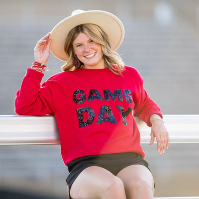 Short Sleeve Game Day Red Sequin Dress – South and Main Boutique