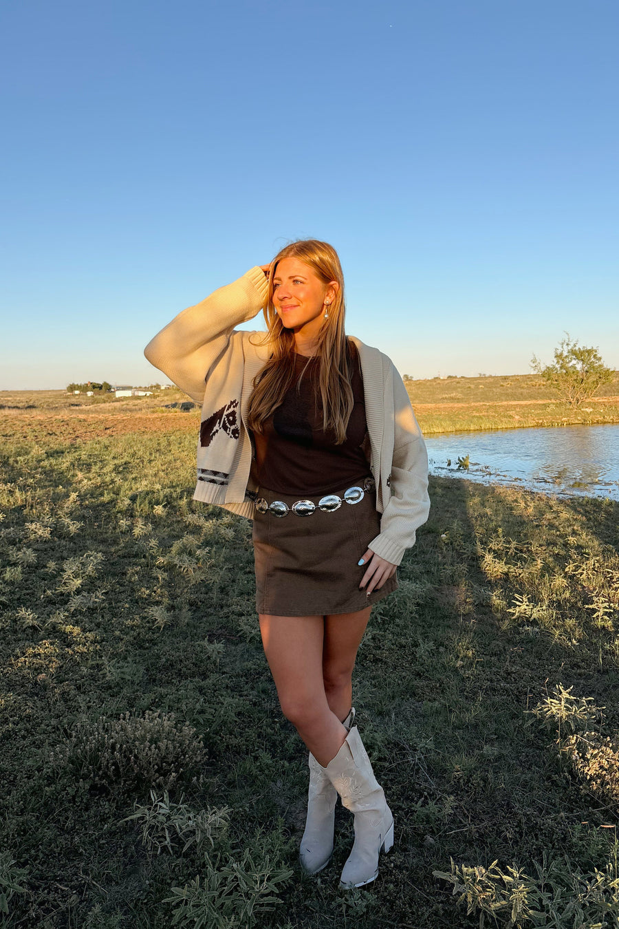 Horse Theme Cream Cardigan